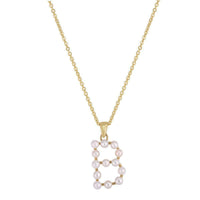 Pearl Initial Letter Necklace B (14K) front - Popular Jewelry - ニューヨーク