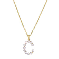 Pearl Initial Letter Necklace C (14K) front - Popular Jewelry - ニューヨーク