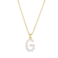 Pearl Initial Letter Necklace G (14K) front - Popular Jewelry - ニューヨーク