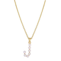 Pearl Initial Letter Necklace J (14K) front - Popular Jewelry - ニューヨーク