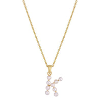 Pearl Initial Letter Necklace K (14K) front - Popular Jewelry - New York