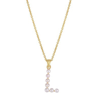 Pearl Initial Letter Necklace L (14K) front - Popular Jewelry - ニューヨーク