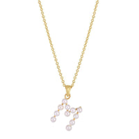 Pearl Initial Letter Necklace M (14K) front - Popular Jewelry - ニューヨーク