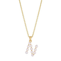 Perlový náhrdelník s počátečním písmenem N (14K) přední - Popular Jewelry - New York
