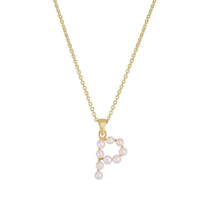Pearl Initial Letter Necklace P (14K) front - Popular Jewelry - New York