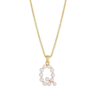 Pearl Initial Letter Necklace Q (14K) front - Popular Jewelry - ニューヨーク