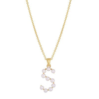 Pearl Initial Letter Necklace S (14K) front - Popular Jewelry - New York