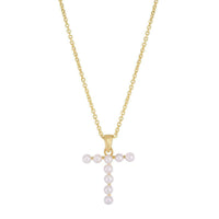 Pearl Initial Letter Necklace T (14K) front - Popular Jewelry - ニューヨーク