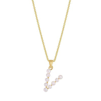 Pearl Initial Letter Necklace V (14K) front - Popular Jewelry - ニューヨーク