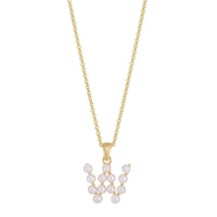 Pearl Initial Letter Necklace W (14K) front - Popular Jewelry - ニューヨーク
