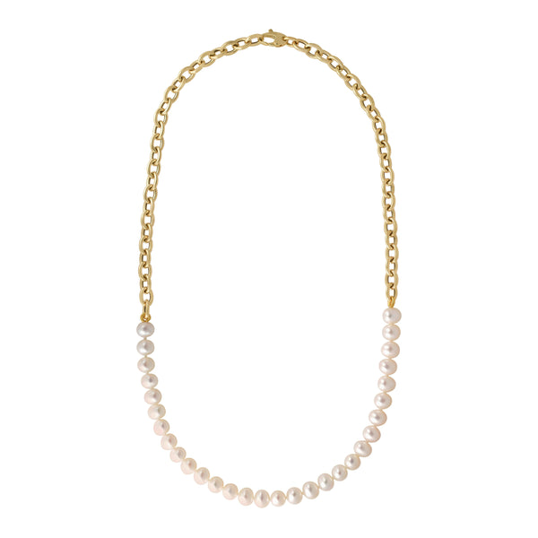 Pearl and Rolo Combination Necklace (14K) main - Popular Jewelry - New York