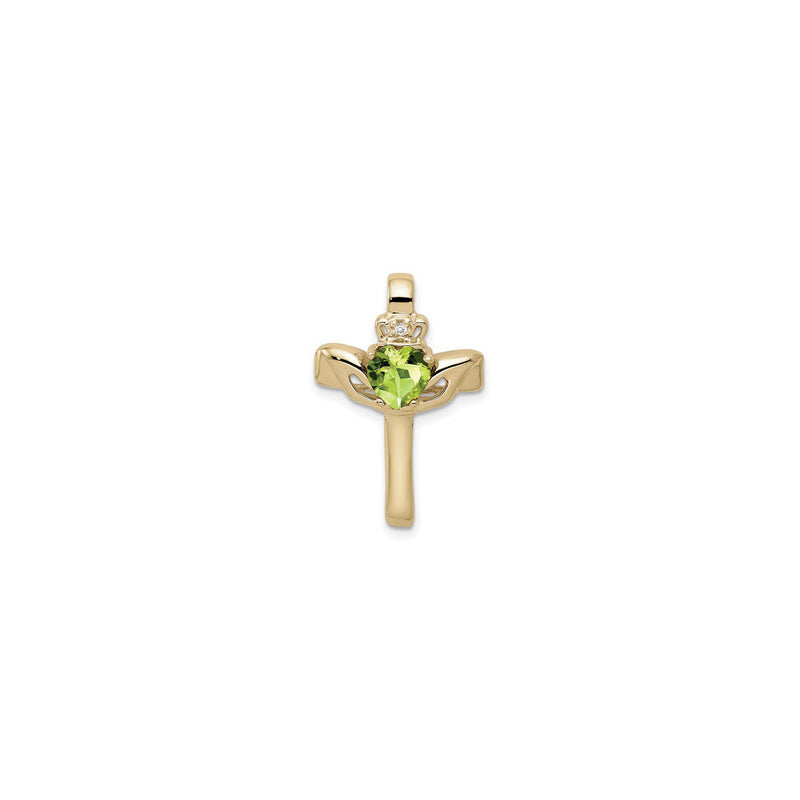 Peridot Claddagh Cross Pendant (14K) front - Popular Jewelry - New York