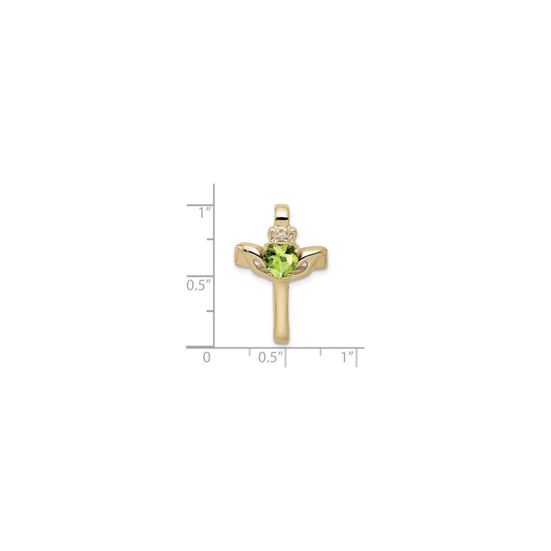 Peridot Claddagh Cross Pendant (14K) scale - Popular Jewelry - New York