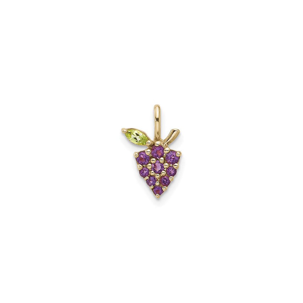Peridot and Amethyst Grapes Pendant (14K) front - Popular Jewelry - New York
