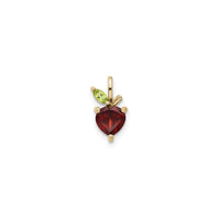 Peridot and Garnet Apple Pendant (14K) front - Popular Jewelry - New York