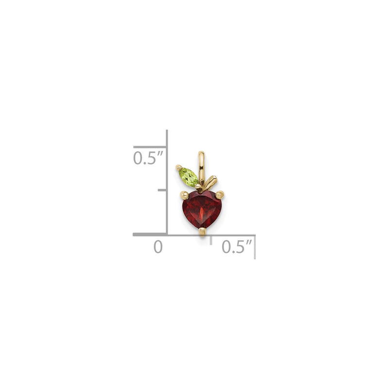 Peridot and Garnet Apple Pendant (14K) scale - Popular Jewelry - New York