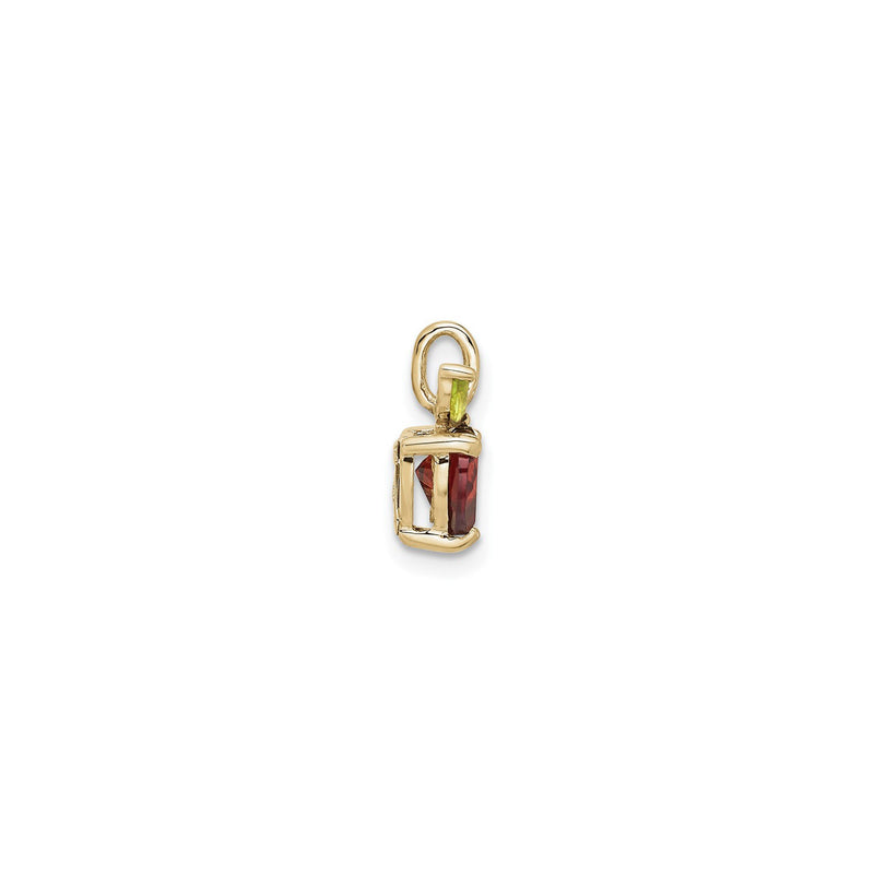 Peridot and Garnet Apple Pendant (14K) side - Popular Jewelry - New York