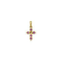 Petite Round Ruby and Diamond Cross Pendant (14K) back - Popular Jewelry - New York