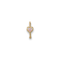 Pink CZ Zuciyar Hoop Nose Ring (14K) gaba - Popular Jewelry - New York