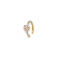 Pink CZ Zuciyar Hoop Nose Ring (14K) babban - Popular Jewelry - New York
