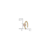 Pink CZ Heart Hoop Nose Ring (14K) scale - Popular Jewelry - நியூயார்க்
