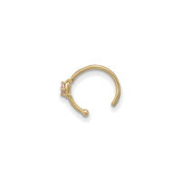 Pink CZ Heart Hoop Nose Ring (14K) side  - Popular Jewelry - نيو يارڪ