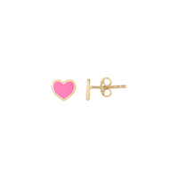 Pink Heart Enamel Stud Earrings (14K)
