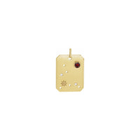 Pisces Garnet and Diamond Zodiac Constellation Pendant yellow (14K) front - Popular Jewelry - New York