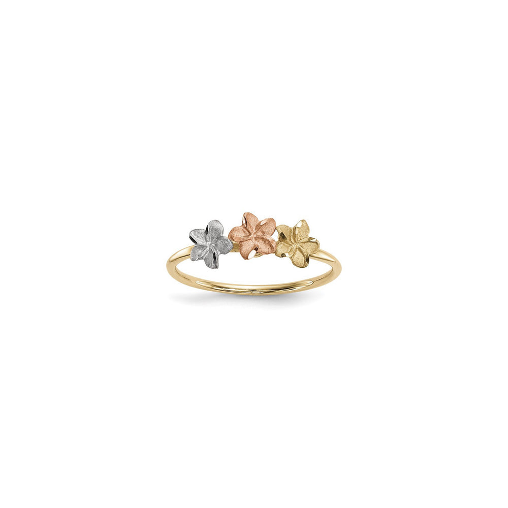 Plumeria Flower Trio Ring (14K) main - Popular Jewelry - New York