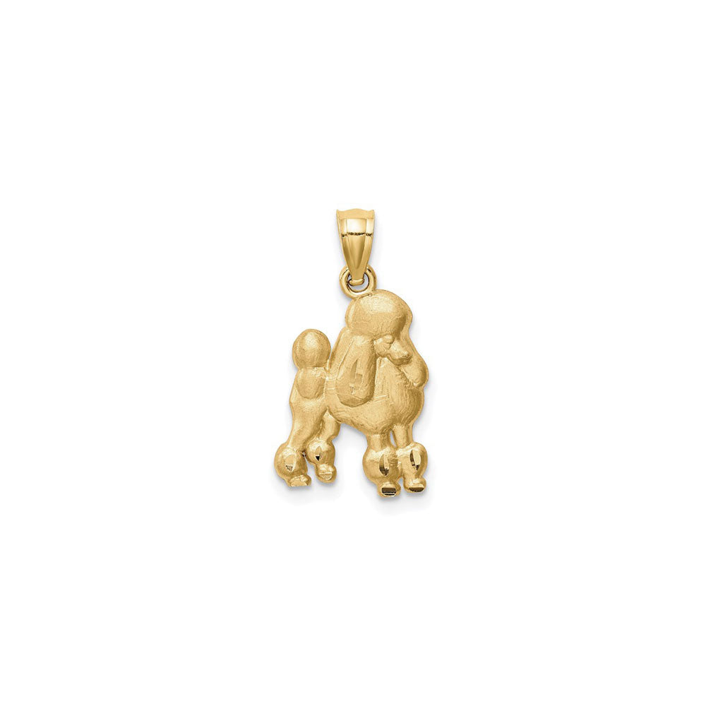 Poodle Dog Matte Finish Pendant (14K) front - Popular Jewelry - New York