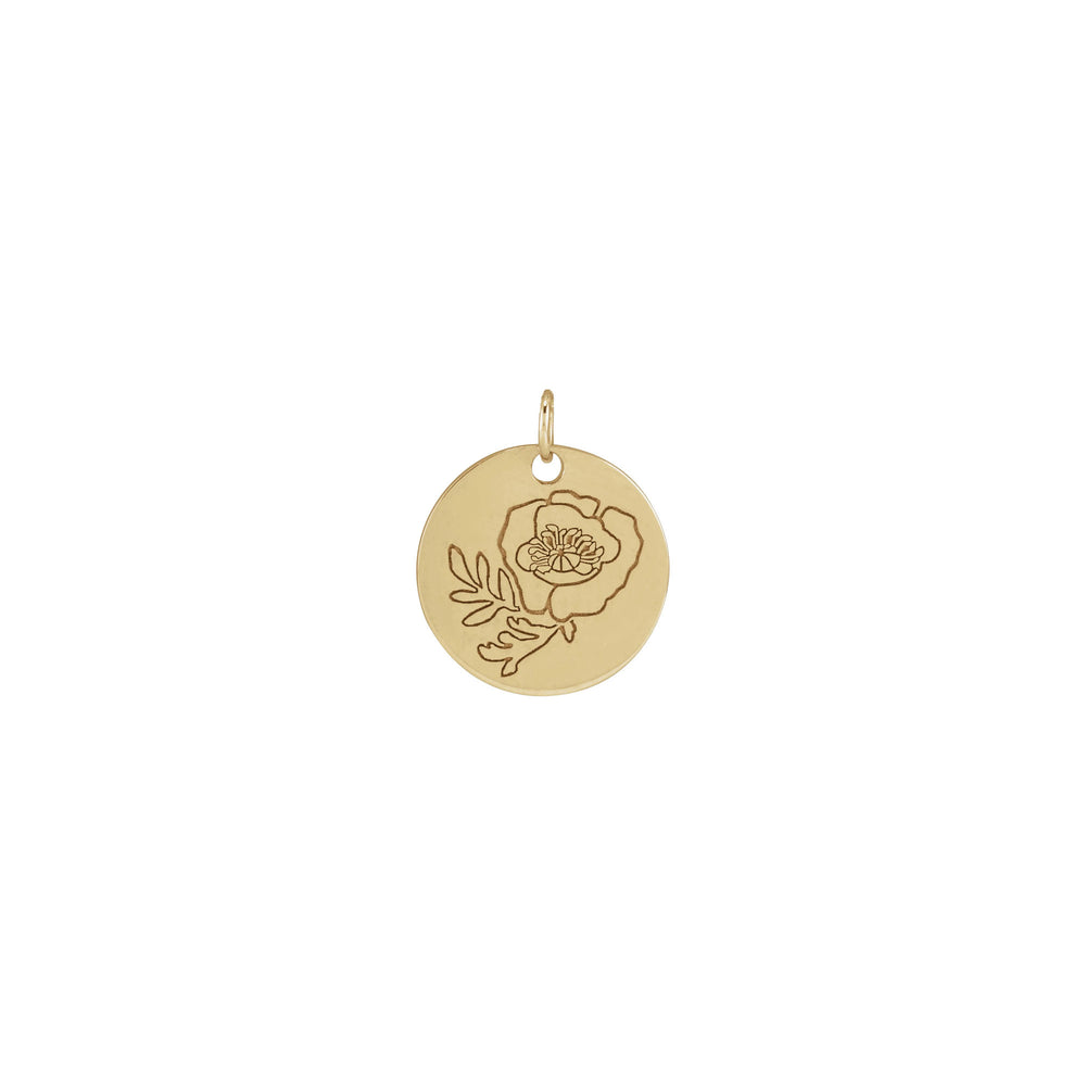 Poppy August Birth Flower Pendant (14K) front - Popular Jewelry - New York
