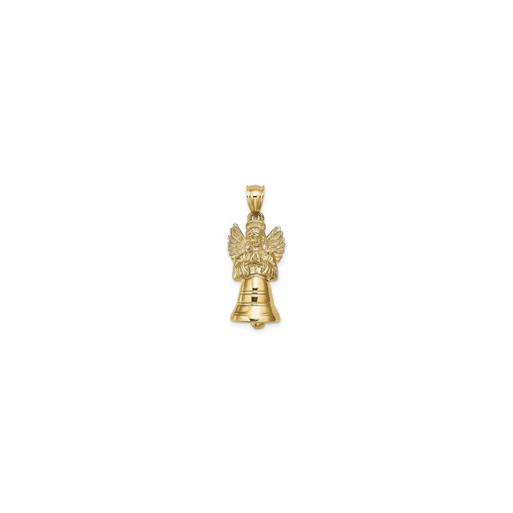 Praying Angel Bell Pendant (14K) front - Popular Jewelry - New York