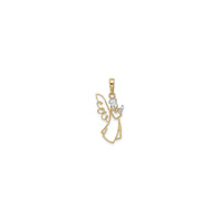 Praying Angel Outline Pendant (14K) front - Popular Jewelry - New York