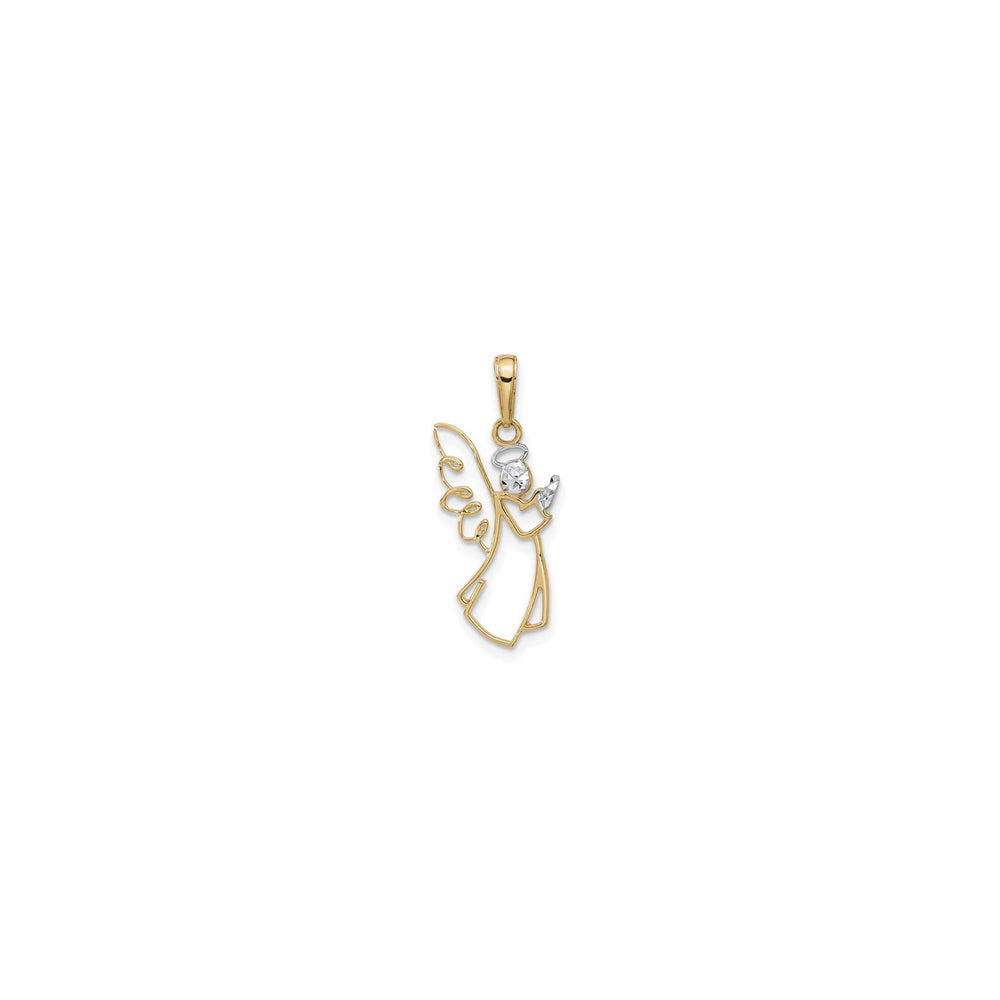 Praying Angel Outline Pendant (14K) front - Popular Jewelry - New York