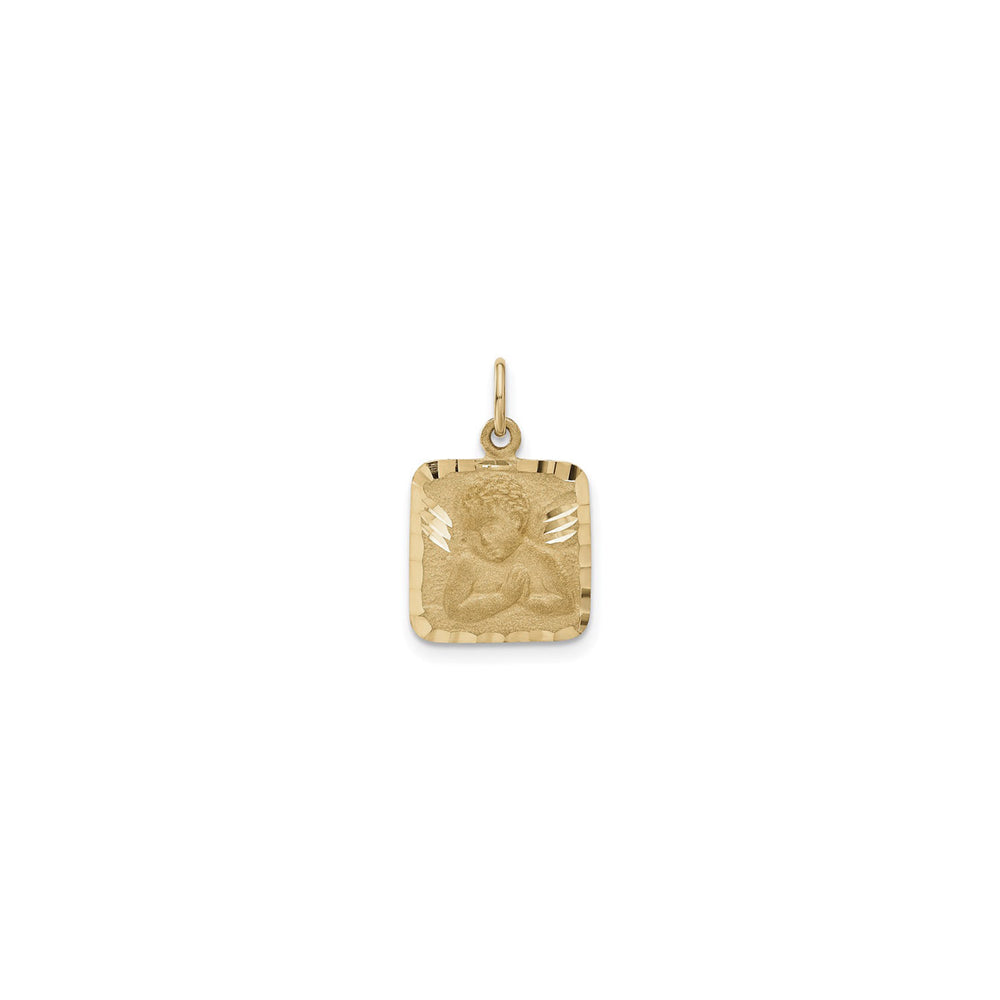 Praying Angel Square Pendant (14K) front - Popular Jewelry - New York