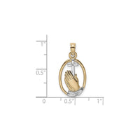 Praying Hands with Cross Two-Tone Oval Pendant (14K) scale - Popular Jewelry - New York