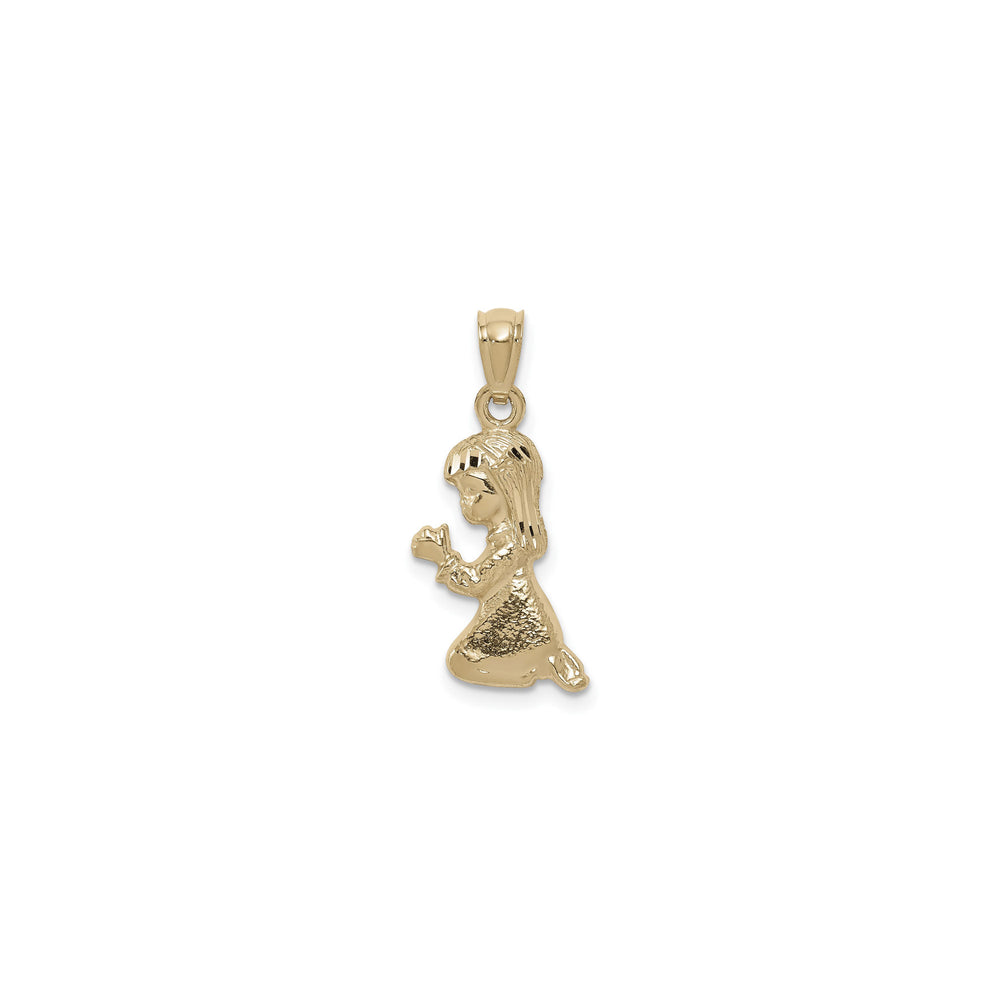 Praying Little Girl Pendant (14K) front - Popular Jewelry - New York