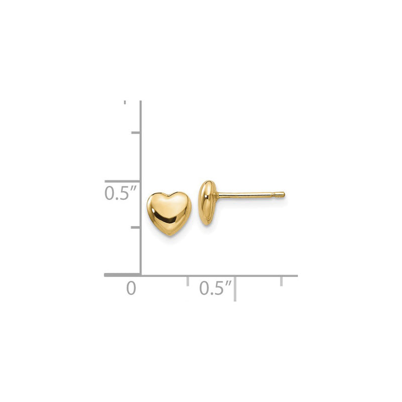 Puffed Heart Friction Stud Earrings (14K) scale - Popular Jewelry - New York