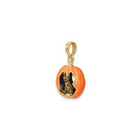 Pumpkin with Cat and Moon Charm (14K) diagonal - Popular Jewelry - New York