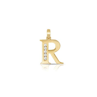 R Icy Initial Letter Pendant (14K) main - Popular Jewelry - New York