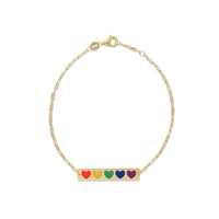 Rainbow Hearts Enamel Bar Bracelet (14K) main - Popular Jewelry - Њујорк