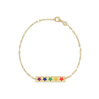 Rainbow Stars Enamel Bar Bracelet (14K) main - Popular Jewelry - Njujork