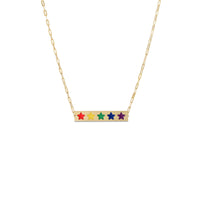 Rainbow Stars Enamel Bar ogrlica (14K) glavna - Popular Jewelry - New York