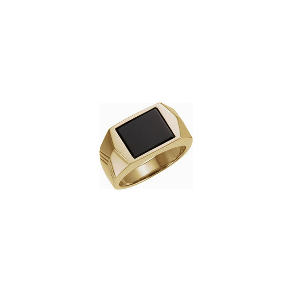 Rectangle Onyx Bezel-Set Signet Ring (14K) main - Popular Jewelry - New York