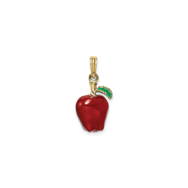 Red Apple Enamel Pendant (14K) front - Popular Jewelry - New York