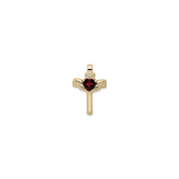 红色石榴石 Claddagh Cross 吊坠 (14K) 正面 - Popular Jewelry  - 纽约