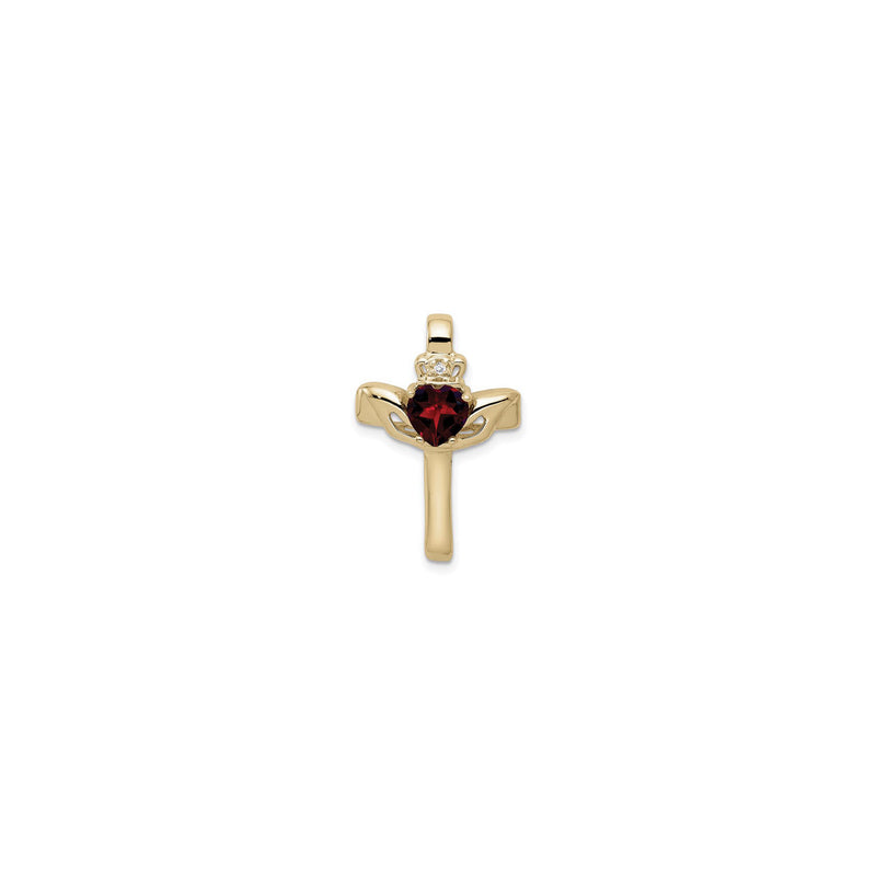 Red Garnet Claddagh Cross Pendant (14K) front - Popular Jewelry - New York