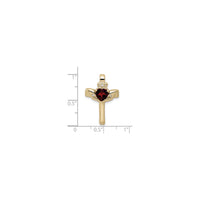 Red Granat Claddagh Cross Pendant (14K) mælikvarði - Popular Jewelry - Nýja Jórvík