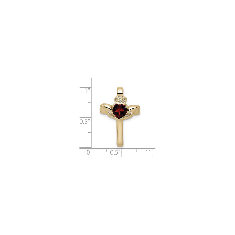 Red Garnet Claddagh Cross Pendant (14K) scale - Popular Jewelry - New York