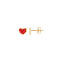 Red Heart Enamel Stud Earrings (14K) main - Popular Jewelry - New York